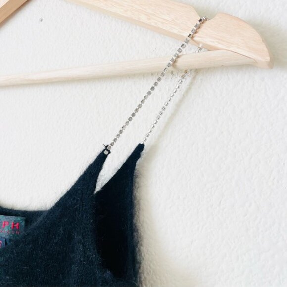 Vintage Ralph Lauren Tartan Label XS angora rabbit hair fuzzy black shine dress - Picture 4 of 7